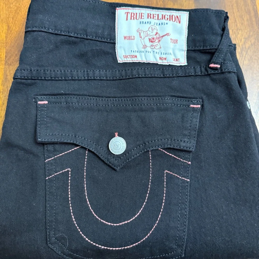 True Religion‎ Ricky Black Rinse Relaxed Straight Jeans Mens Size 38x34